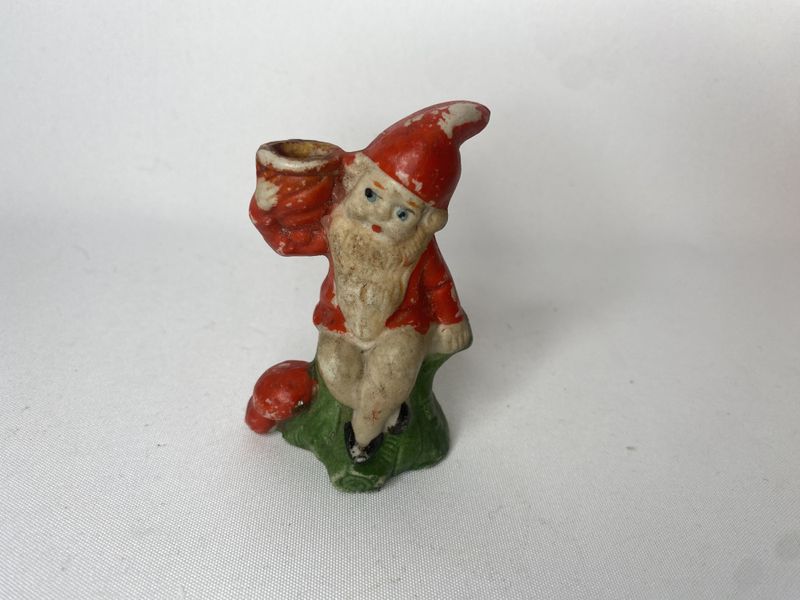 Nisse med lysholder, i bisque